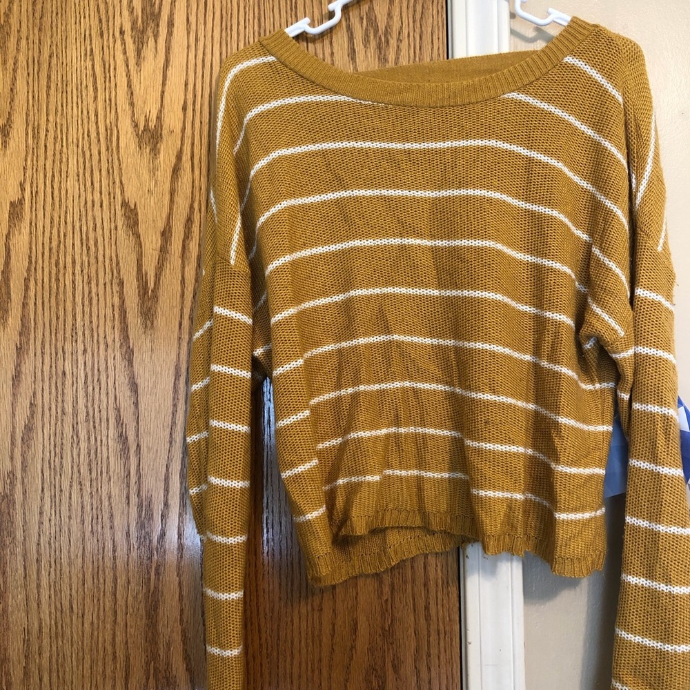 Yellow and white striped sweater